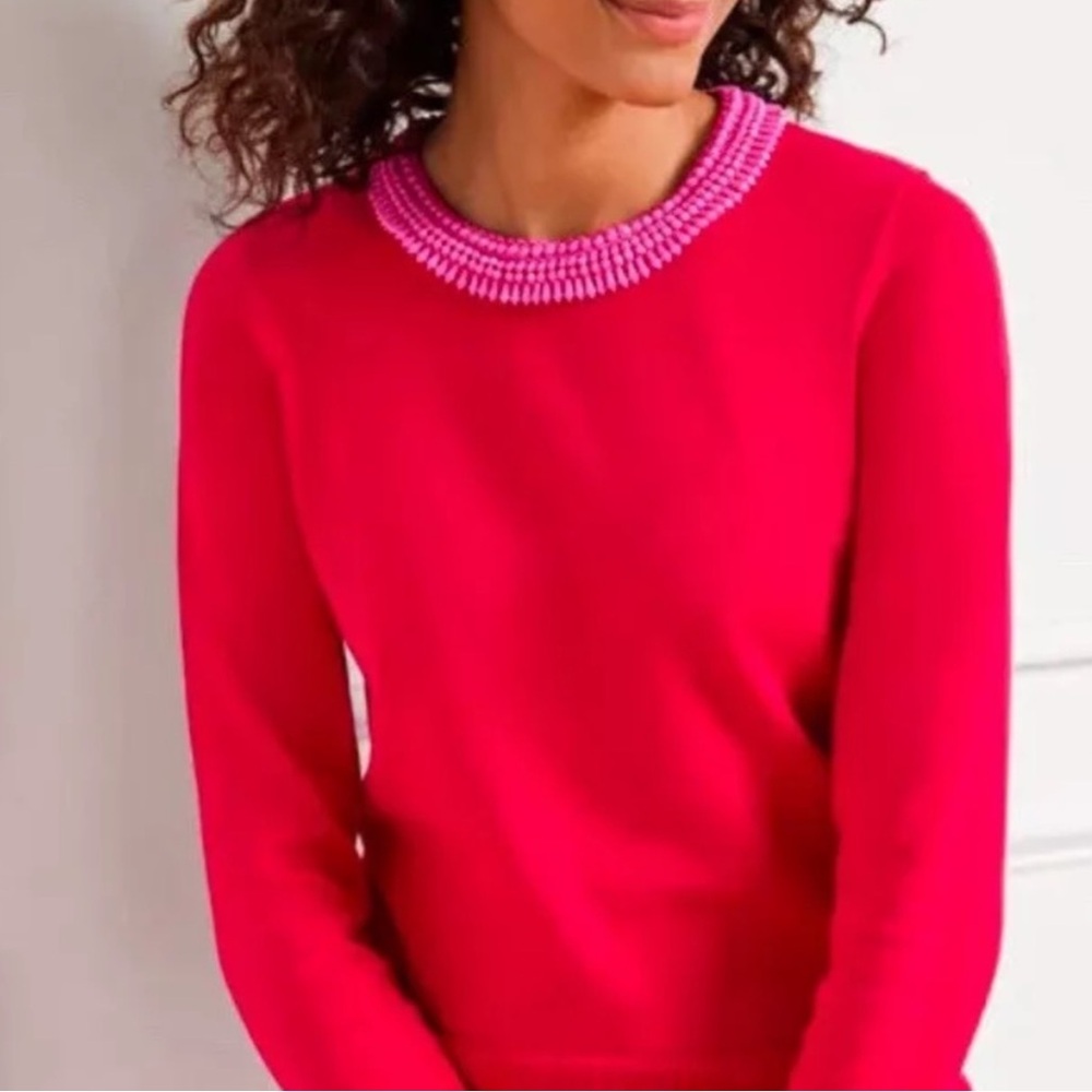 Talbots New With Tags Red♥️ Sweater With Beaded Embellishment~M